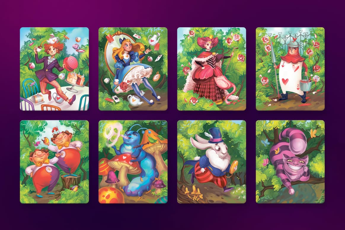 Alice in Wonderland card game characters